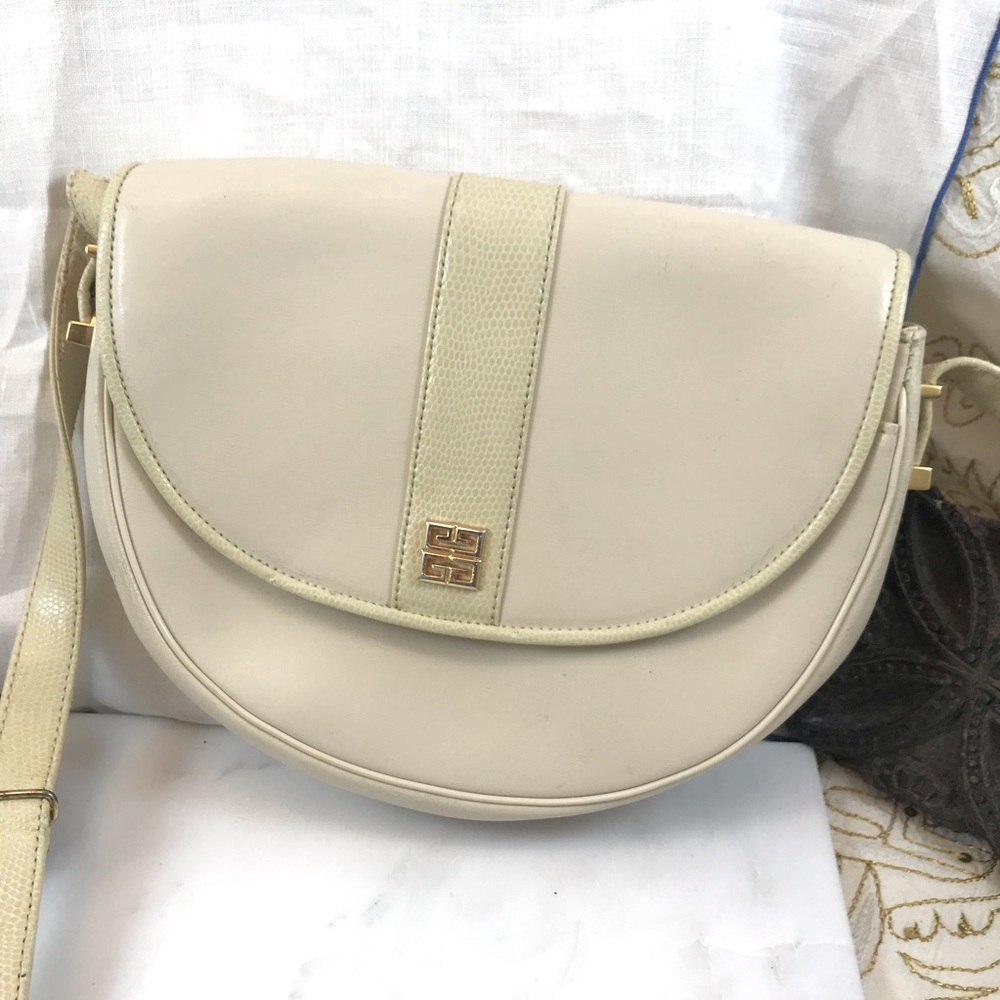 Vintage Givenchy Crossbody Bag Medium Cream Leather L… Gem